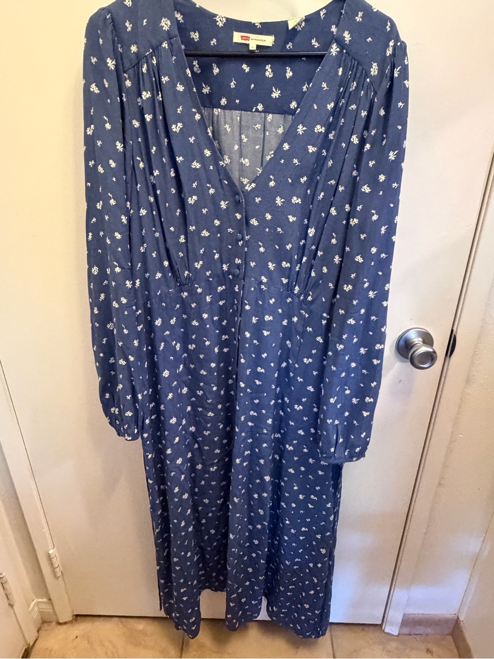 Levi's Blue Midi Dress with White Floral Print